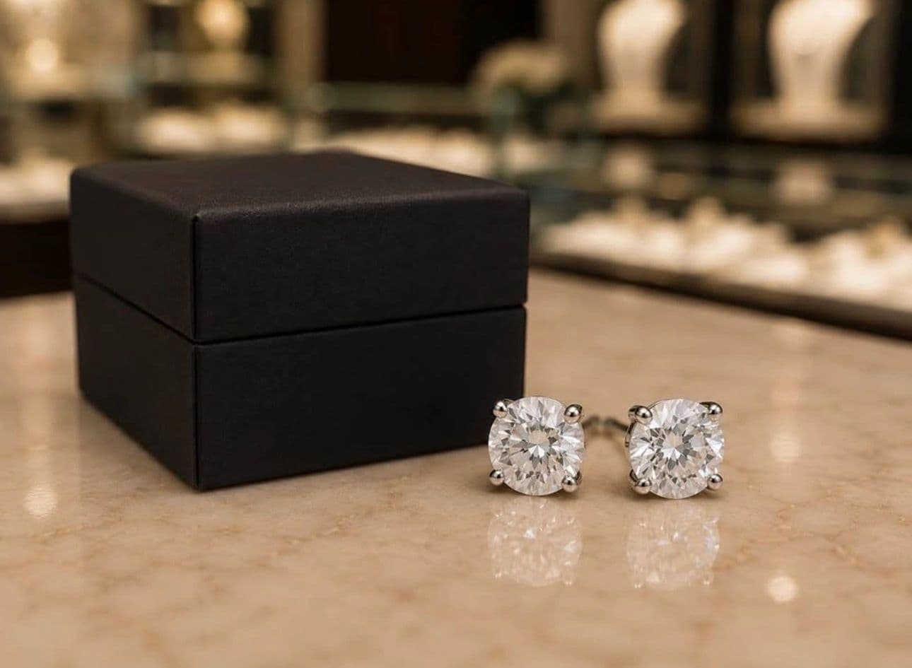 Moissanite Stud Earrings, view 1