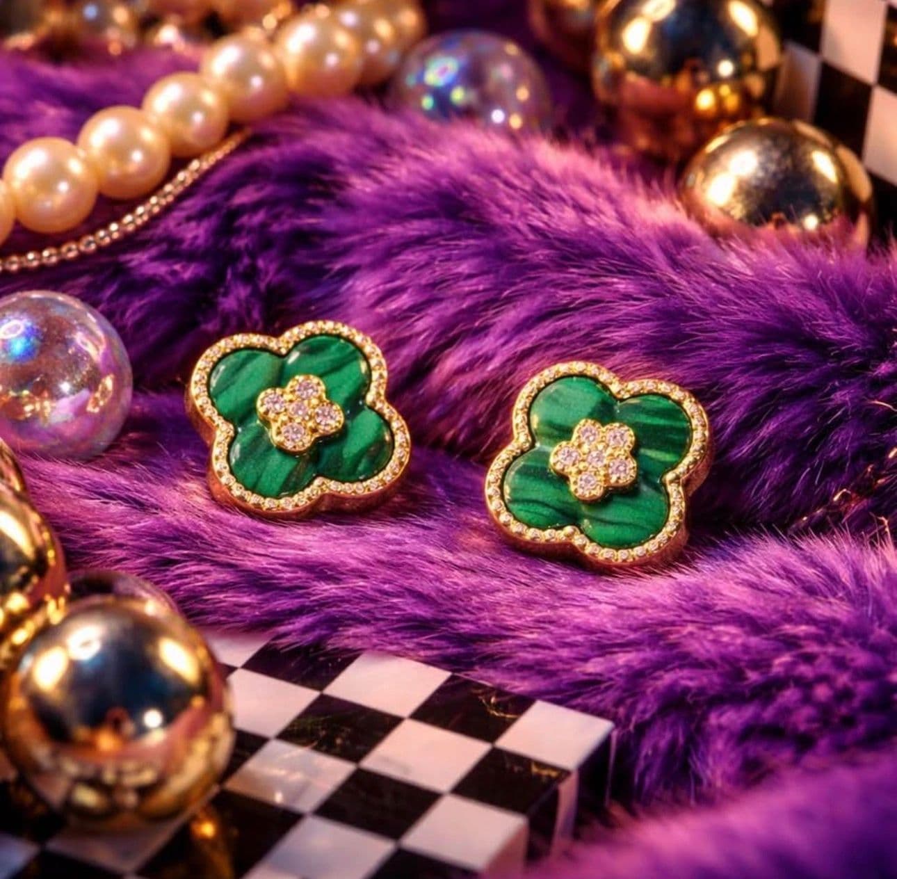 Green Clover Studs, view 1