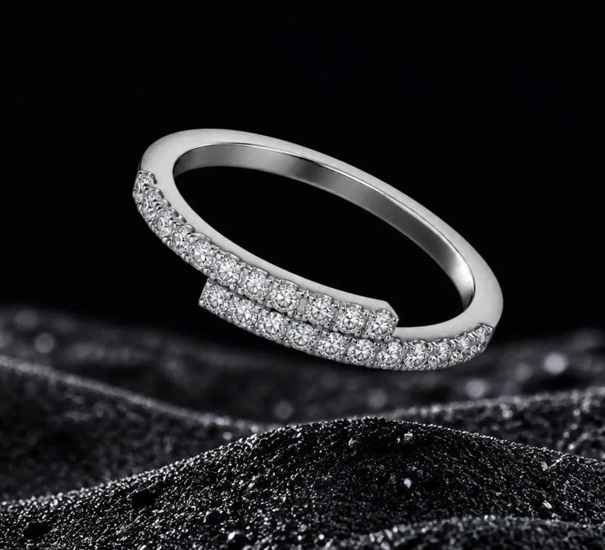 Moissanite Half Infinity Ring, view 1